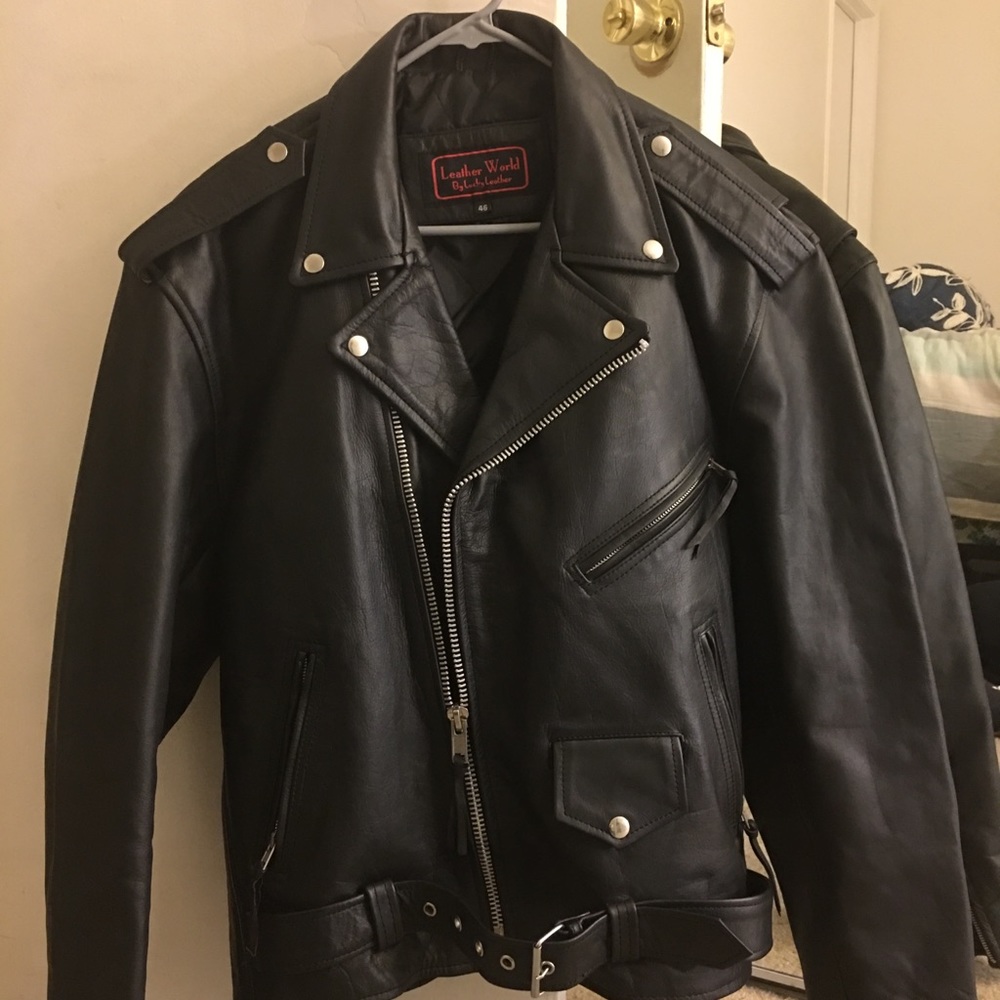 Lucky Leather Motorcycle Jacket. Size 46